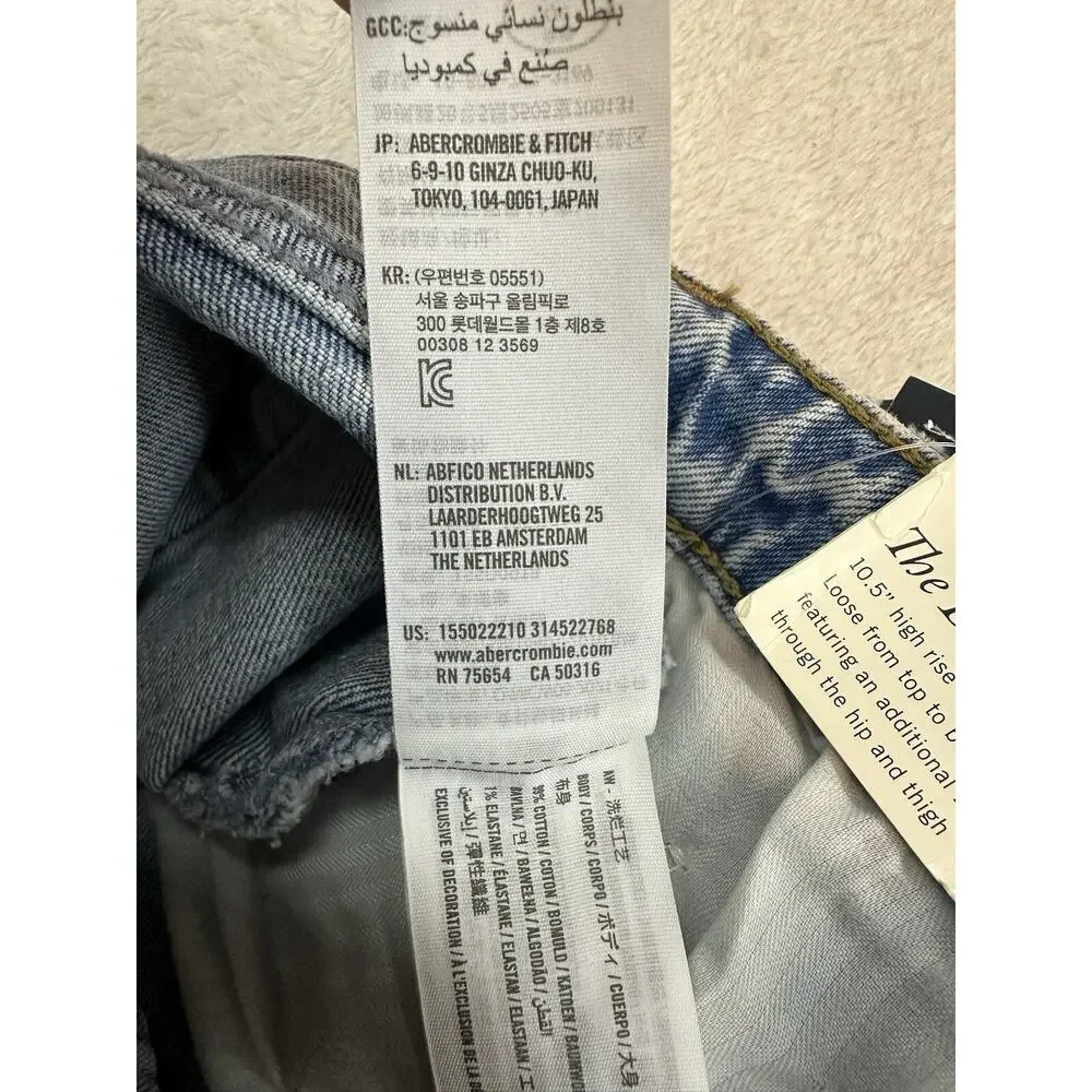 NWT Women's Abercrombie & Fitch Dad High Rise Med Wash Curve Love Jeans 18 Long